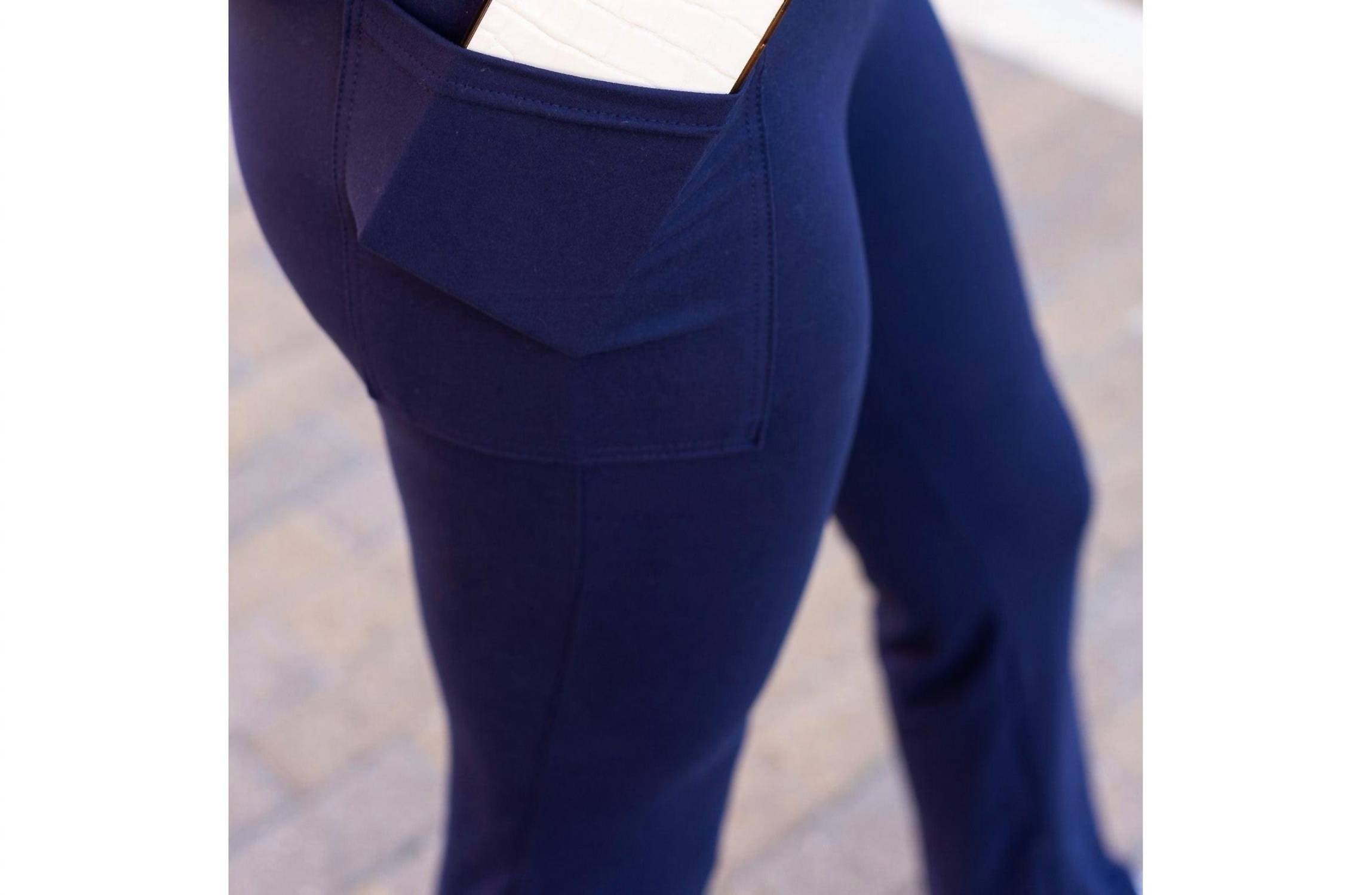 Julia Rose Mila Bootcut Leggings With Pockets in navy - women's pants - view 7