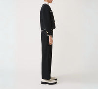 Suncoo Donna Collarless Basketweave Jacket in black 1 - women's cardigan - alternate view