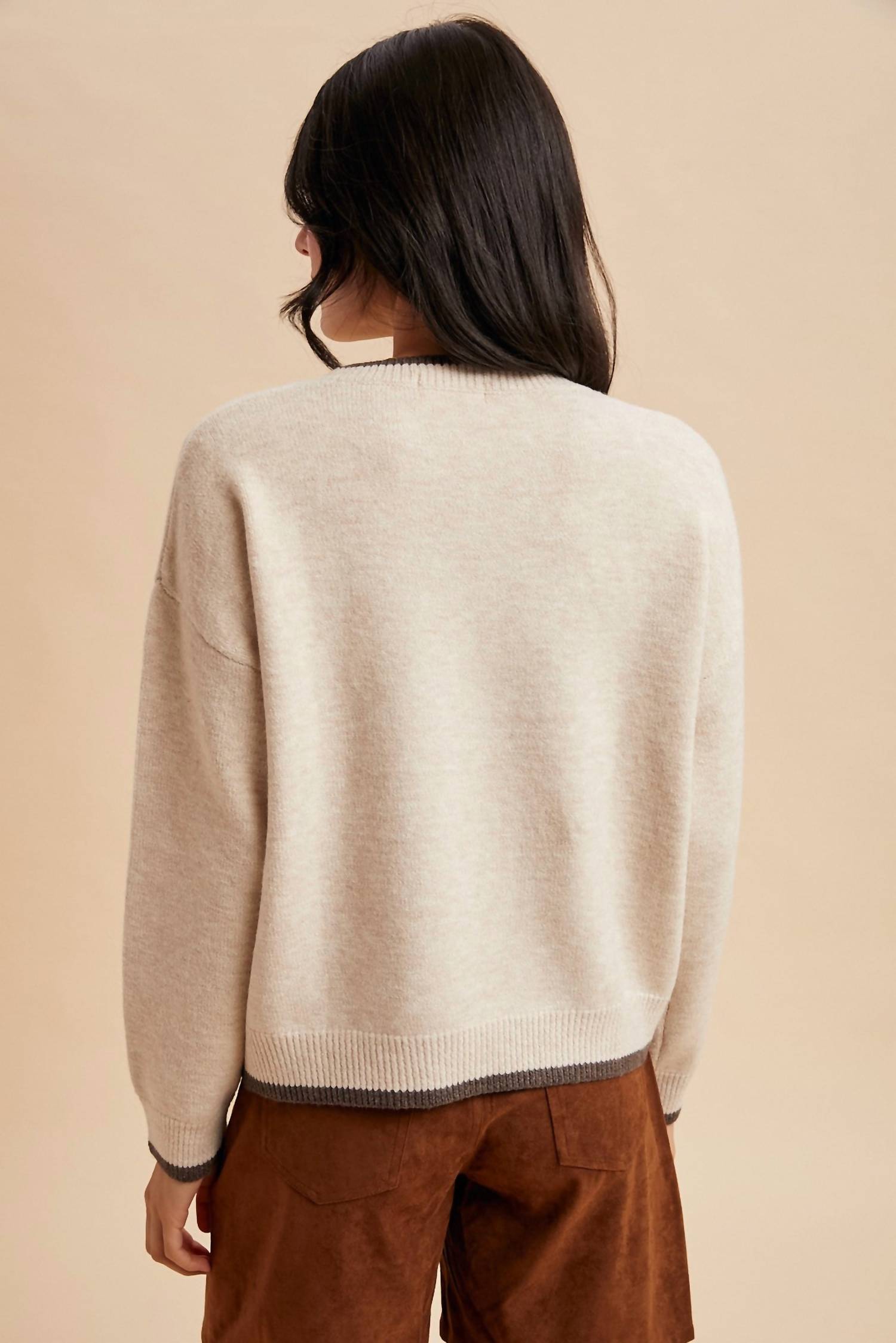 AnnieWear Horse Face Sweater in beige - women's sweater - alternate view