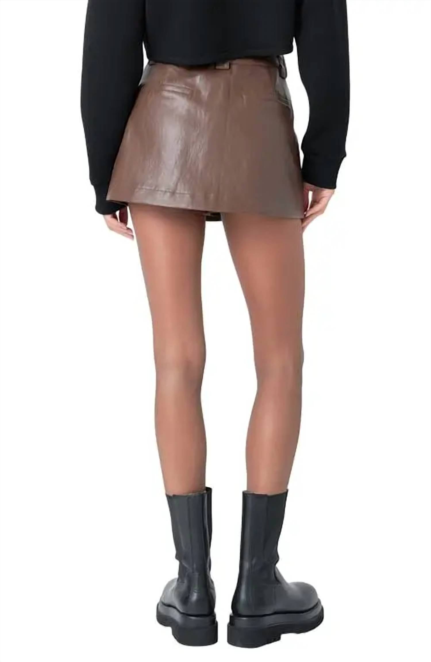 English Factory - Pleated Faux Leather Skort