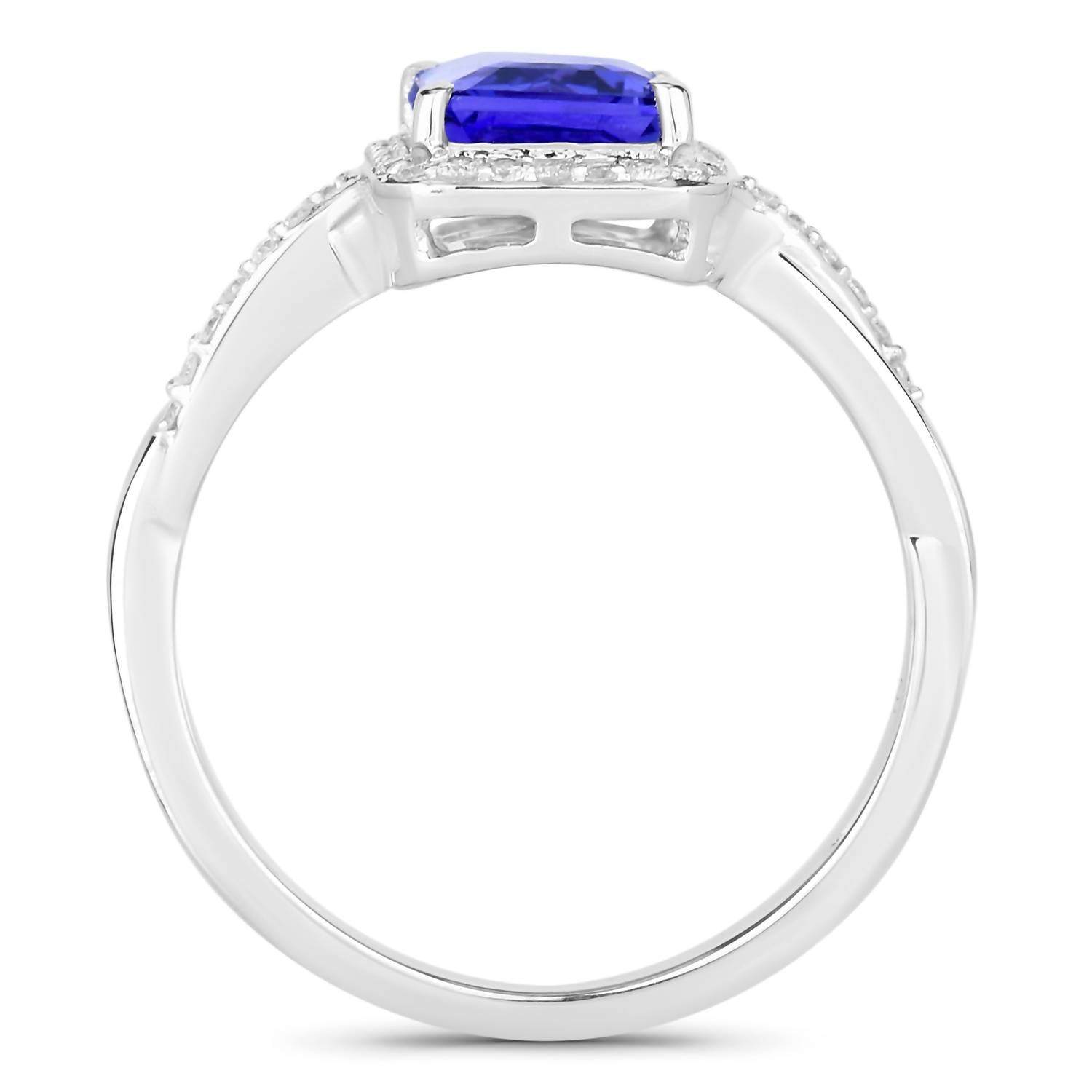Diana M Jewels Women's Octagon Natural Tanzanite Fashion Ring (2.10 Ct) - Classic Plus in 14k white gold - women's jewelry - detail view