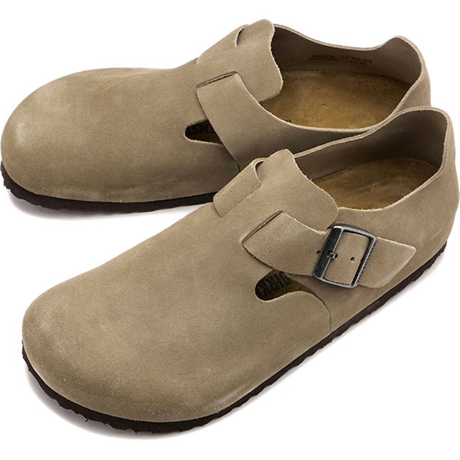 BIRKENSTOCK Unisex - Simple Seamless London Shoes in taupe suede - flats - detail view