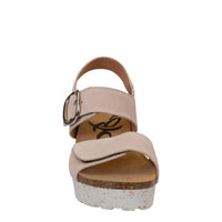 OTBT Women's Peasant Wedge Sandals in rosette - women's shoe - detail view