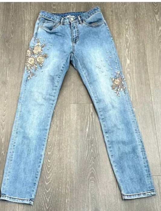 Joseph Ribkoff - Denim Bleu w Gold Emb