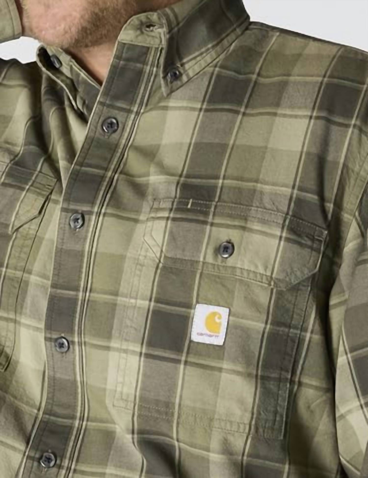Carhartt - Men's Loose Fit Midweight Chambray Long-sleeve Plaid Shirt