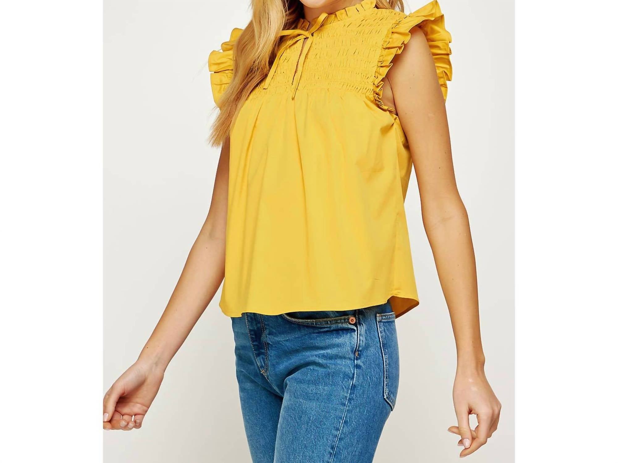 Strut & Bolt - Smocked Ruffled Poplin Sleeveless Top