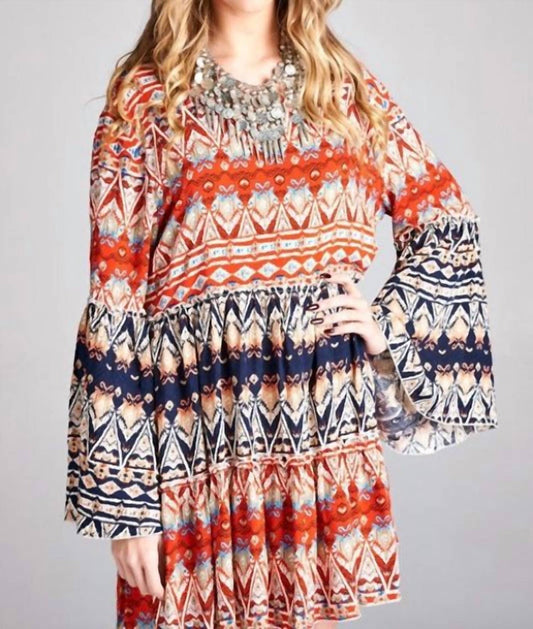 Velzera - Boho Bell Sleeves Tunic Dress
