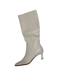 Forever Women's Leather Kitten Heel Boot in cream - women's shoe - alternate view