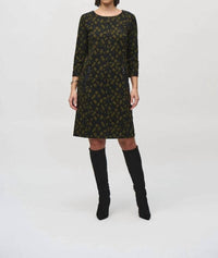 Joseph Ribkoff Knee-length Shift Dress in olive black - women's dress