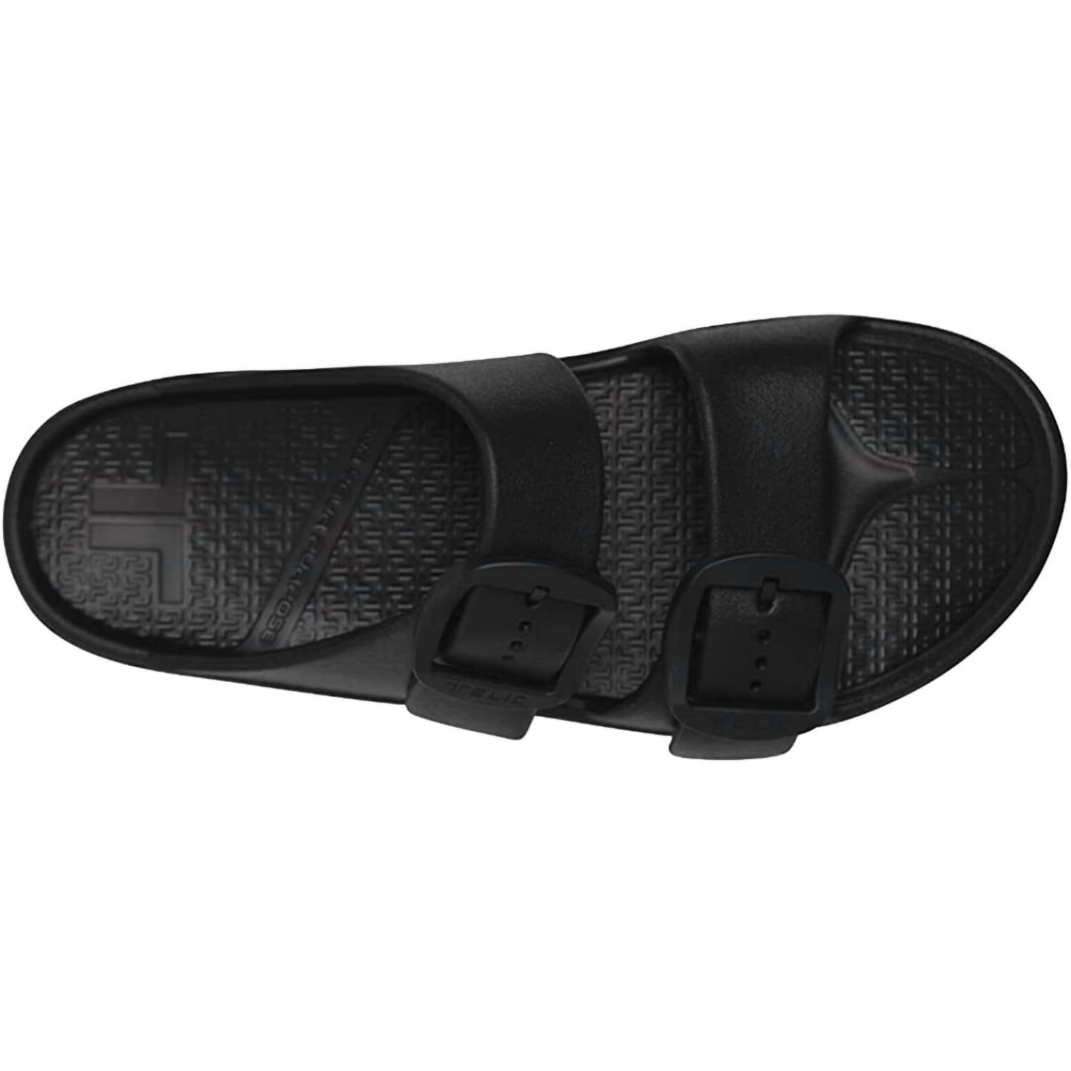 Telic Women's Boise Bliss Sandal in midnight black black buckle - women's sandal - detail view