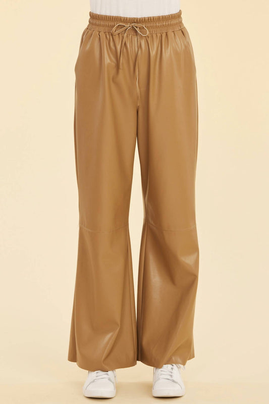 Dolce Cabo - Faux Leather Wide Leg Drawstring Pants