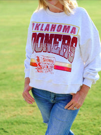 QUEEN OF SPARKLES Sooners Vintage Sweatshirt in grey - women's top - detail view