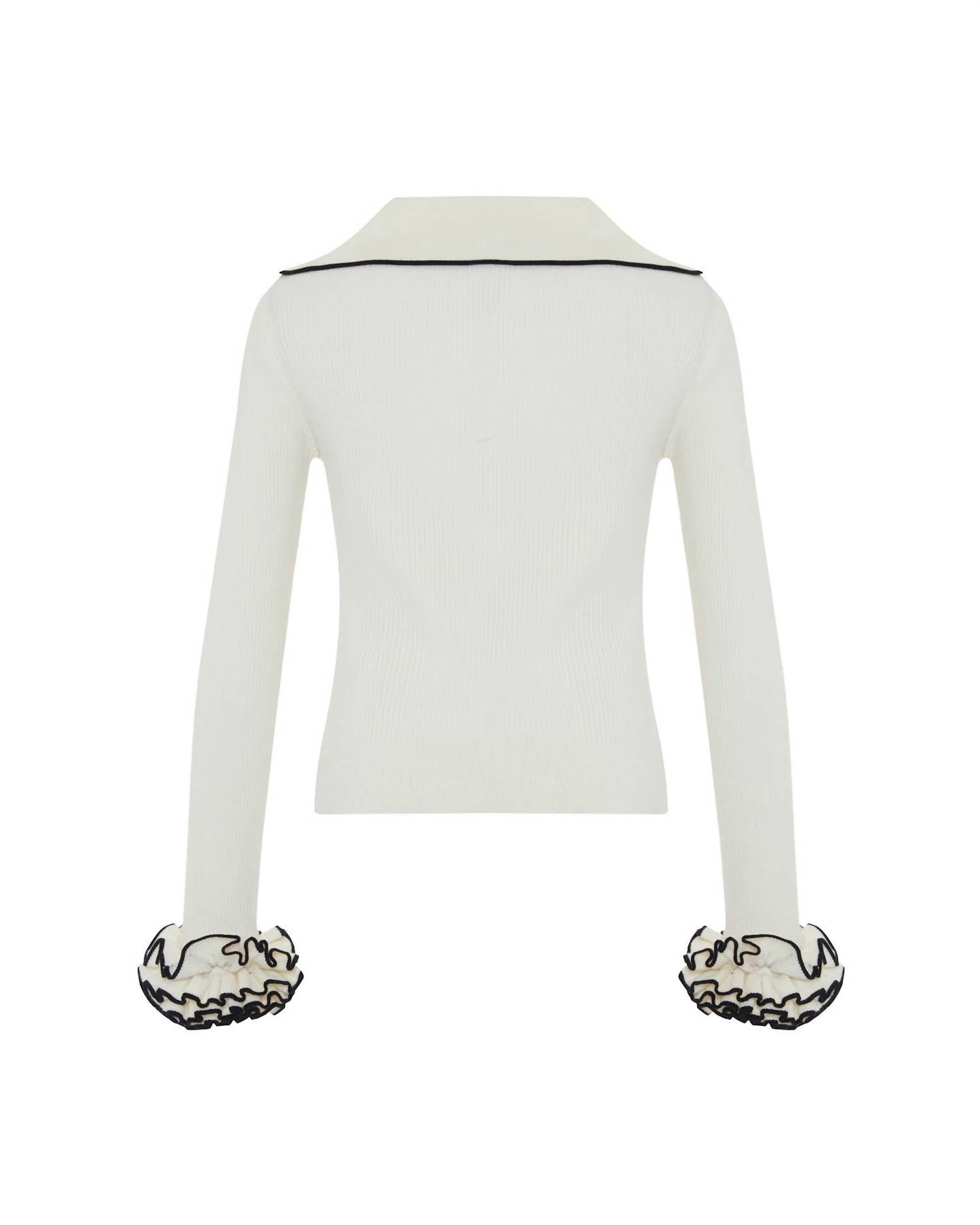 Theo The Label - Women's Nomia Ruffle Sleeve Johnny Sweater