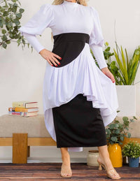 Karen Kane Two Tone Long Sleeve Maxi Dress in white black - women's dress - view 7
