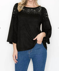 Joh - Annie Suede Top With Studs And Pearls