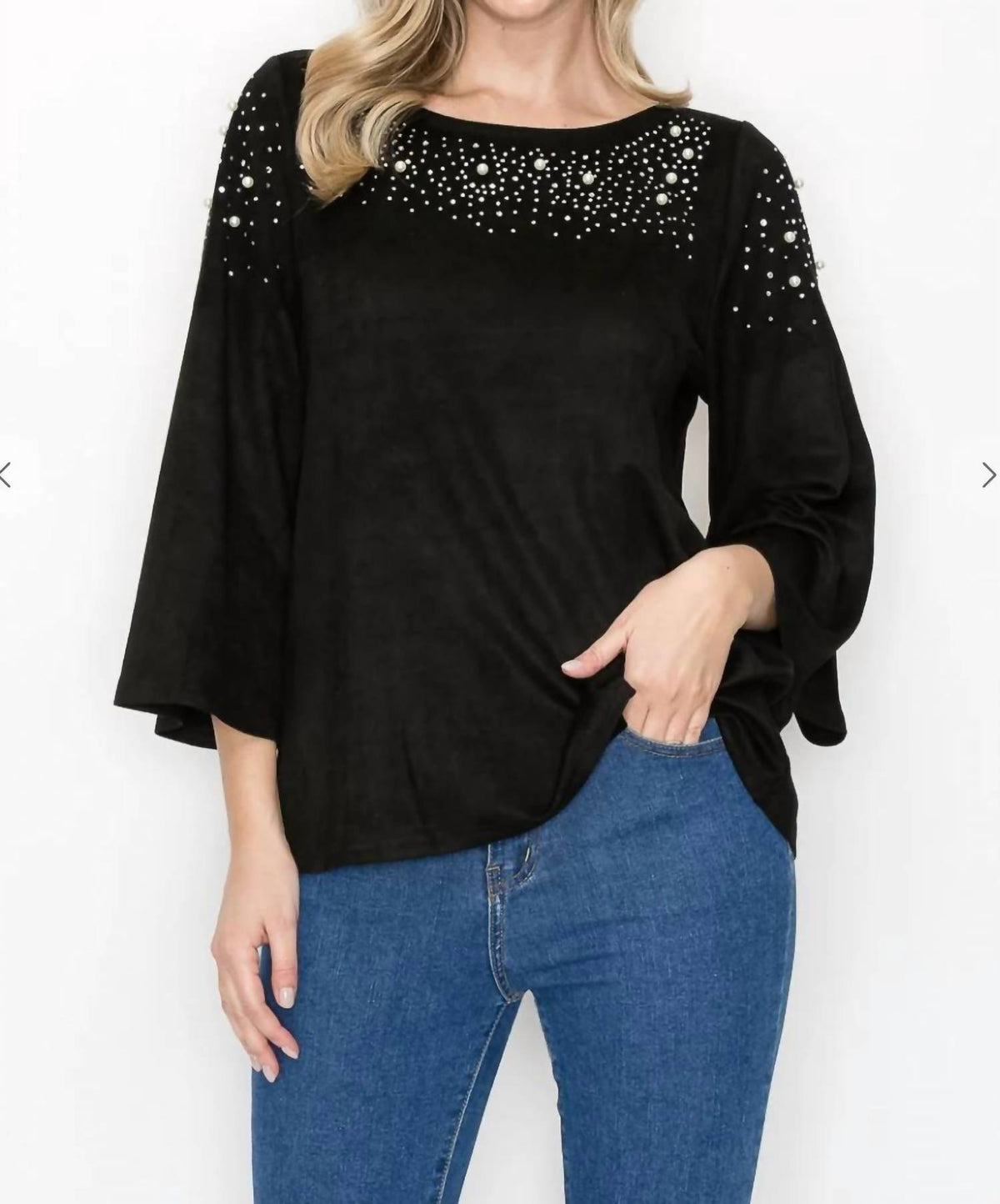 Joh - Annie Suede Top With Studs And Pearls