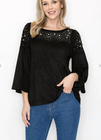 Joh - Annie Suede Top With Studs And Pearls