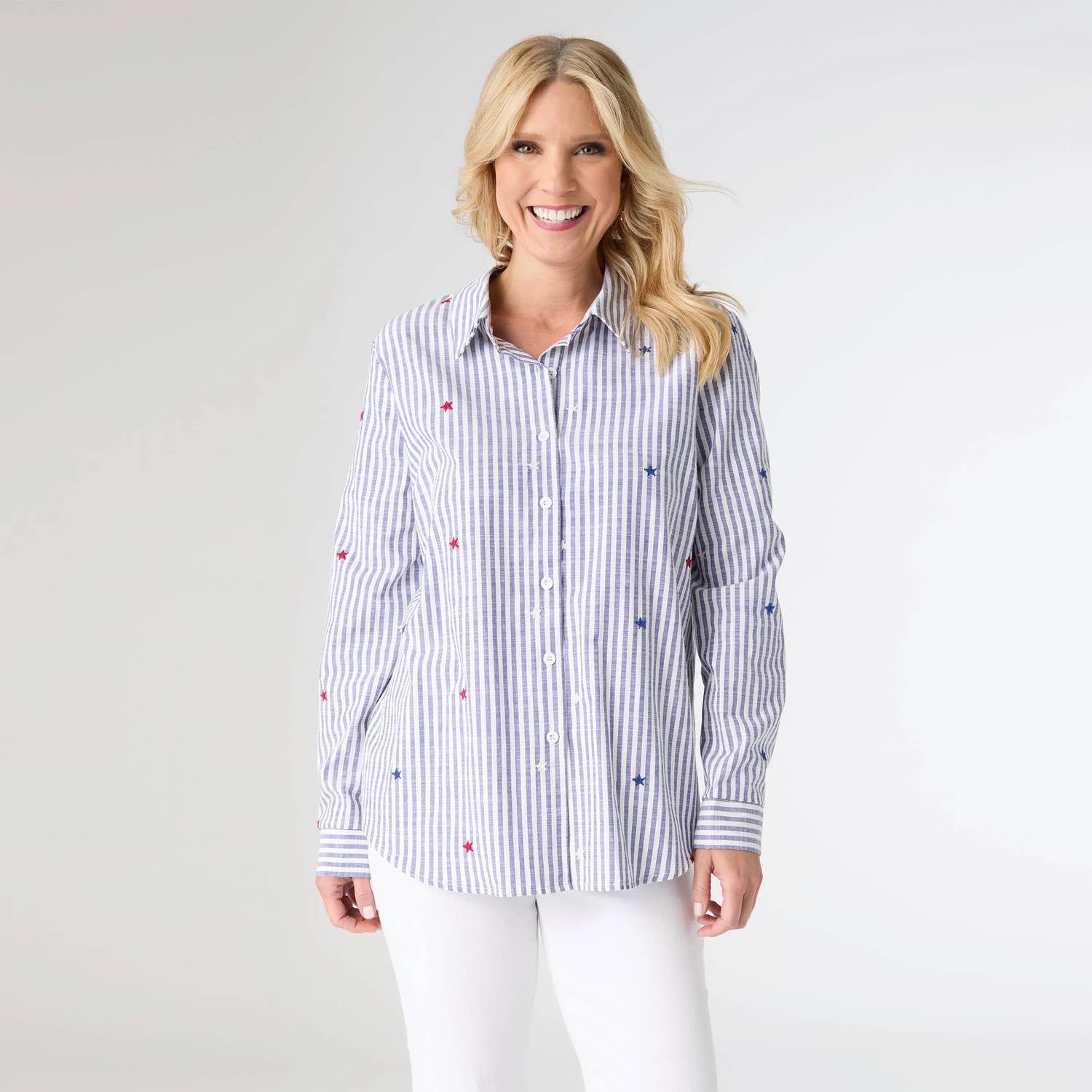 Coco + Carmen - Patriotic Striped Shirt With Stars