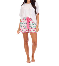 mudpie Peony Pajama Shorts in pink - women's shorts