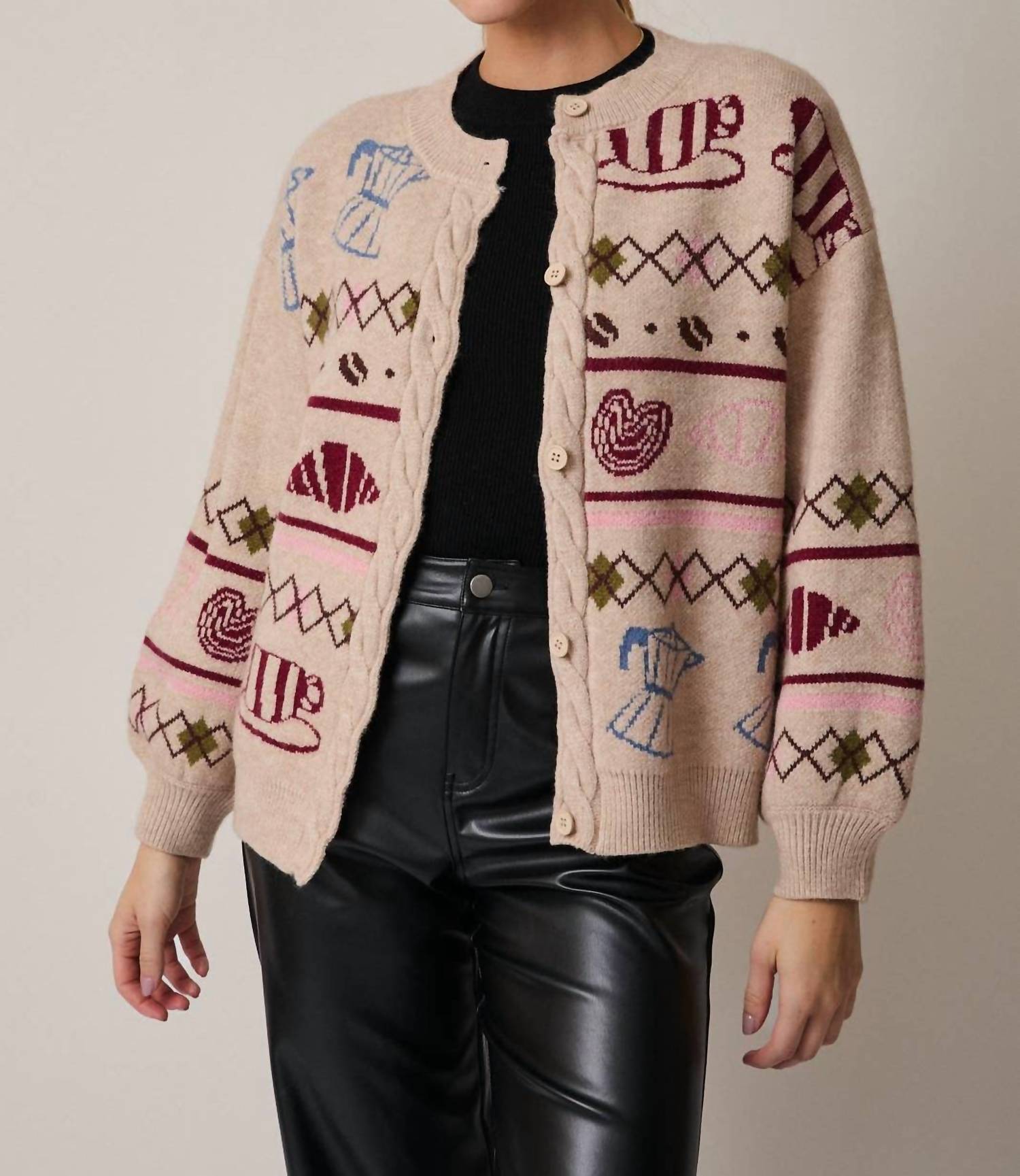 Sunday Edition Cozy Cafe Cardigan in oatmeal - women's cardigan