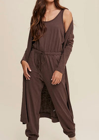Listicle - Jumpsuit And Long Cardigan Set