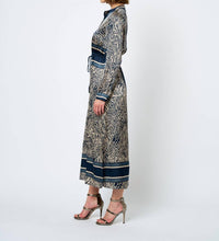Ciebon - Coco Animal Print Long Sleeve Shirt Midi Dress