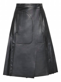 Salvatore Ferragamo - Women's Pleated Leather Midi Skirt