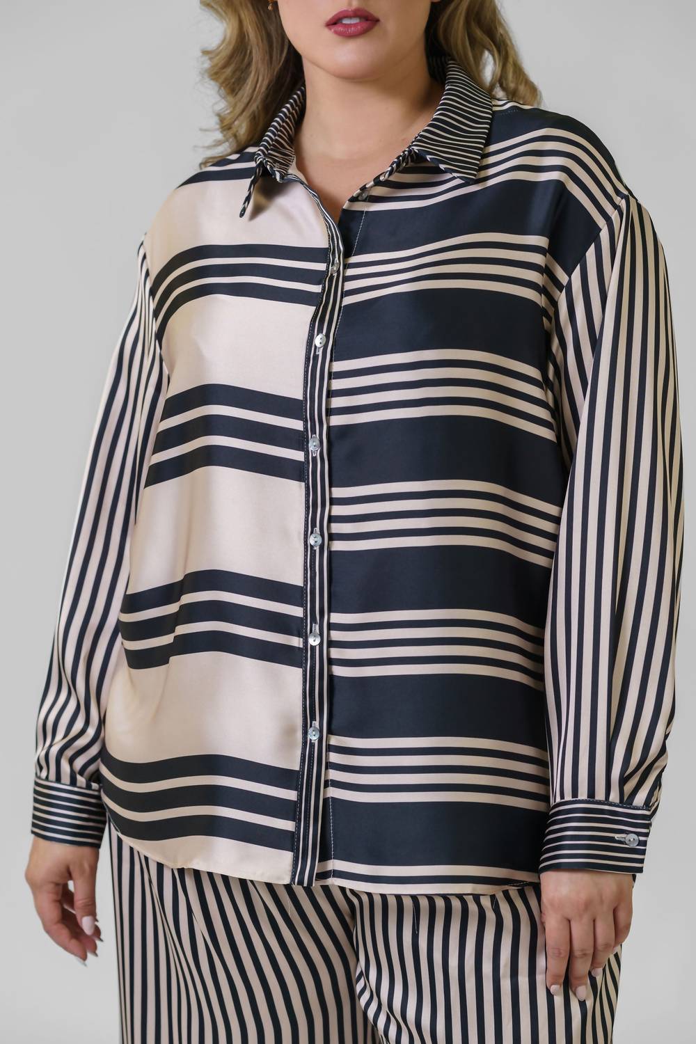 Never Fully Dressed - Mono Stripe Roz Shirt - Plus