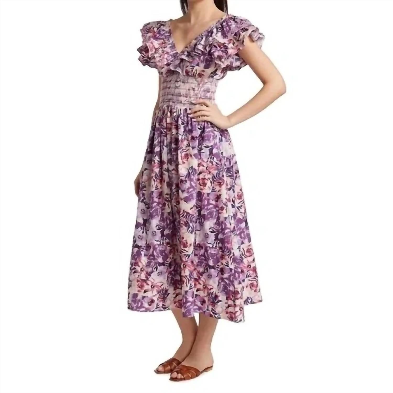 Something Navy - Smocked Floral Midi Dress