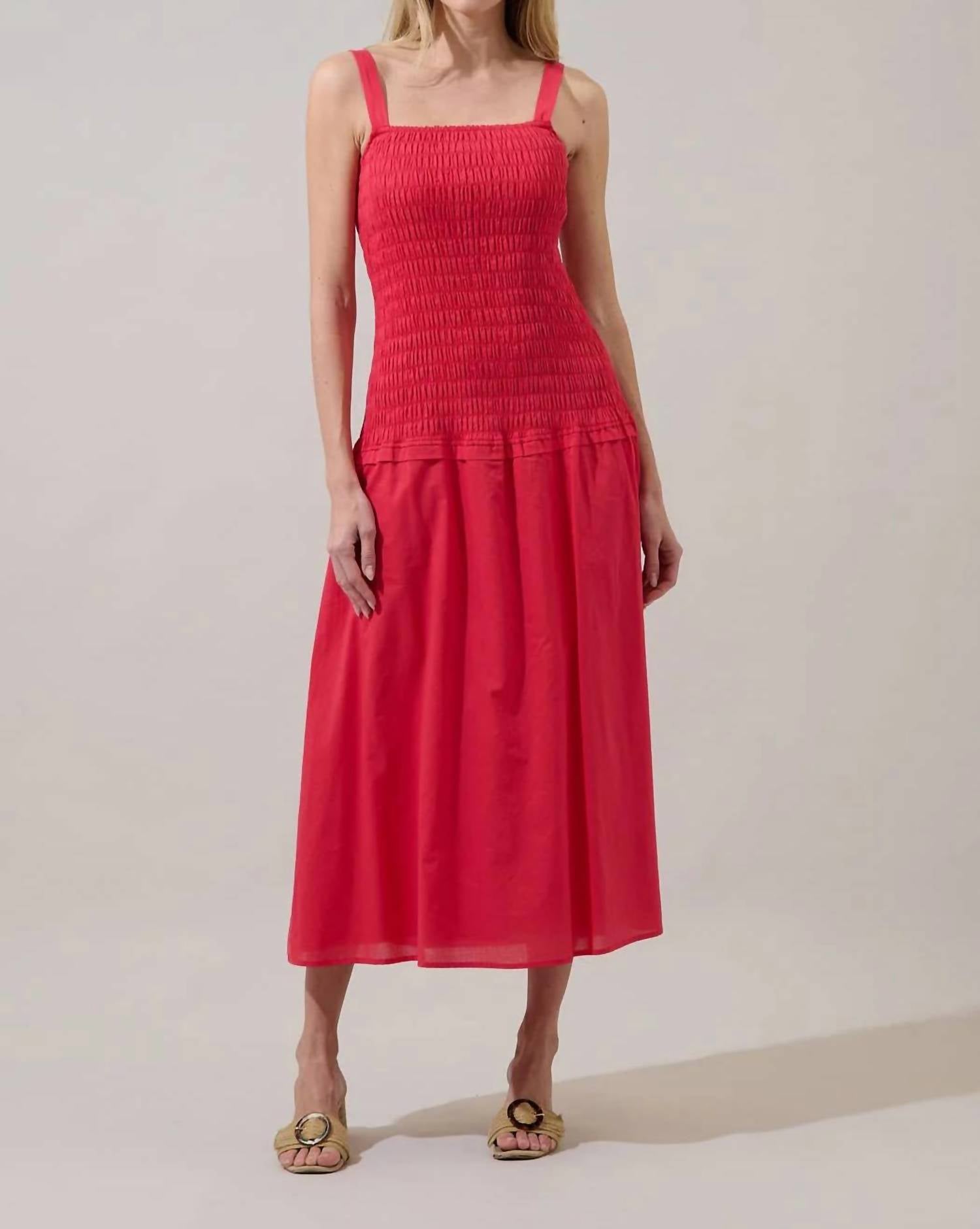 Sugarlips - Railey Smocked Drop Waist Midi Dress