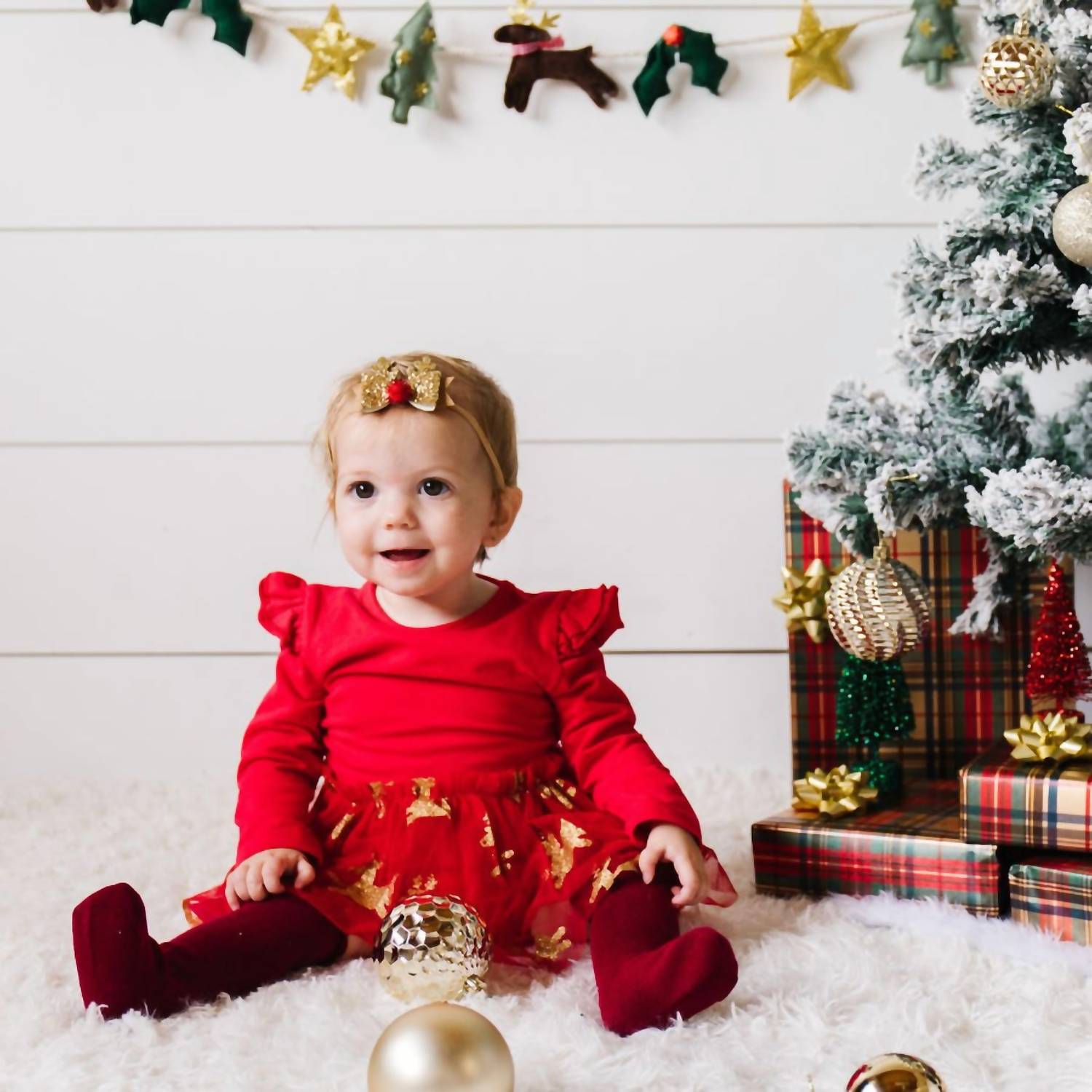 SWEET wink Reindeer Long Sleeve Tutu Bodysuit in red - kids' item