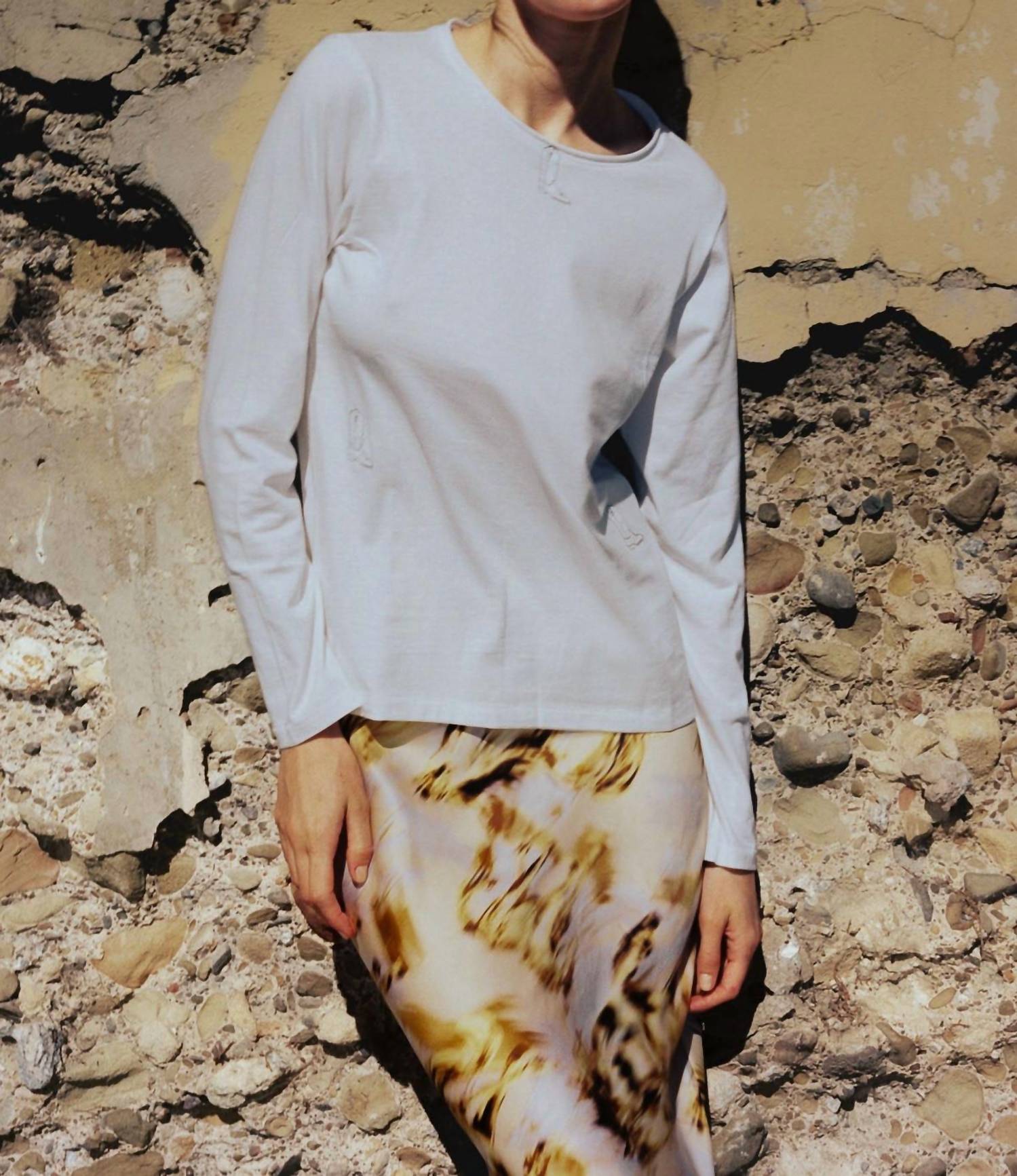 catherine gee Cowboy Boot T-shirt in white - women's long sleeve top - detail view