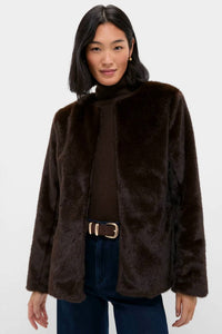 Line And Dot - Crewneck Faux Fur Jacket