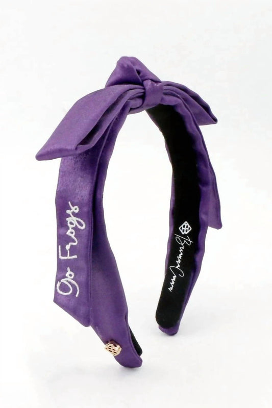 Brianna Cannon - Women's Go Frogs Embroidered Thin Purple Bow Headband