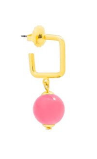 ZENZII Women's Glassbead Square Drop Earrings in pink - women's jewelry - detail view