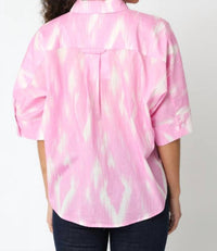 OLIVACEOUS Nora Painted Shirt in pink cream - women's blouse - alternate view