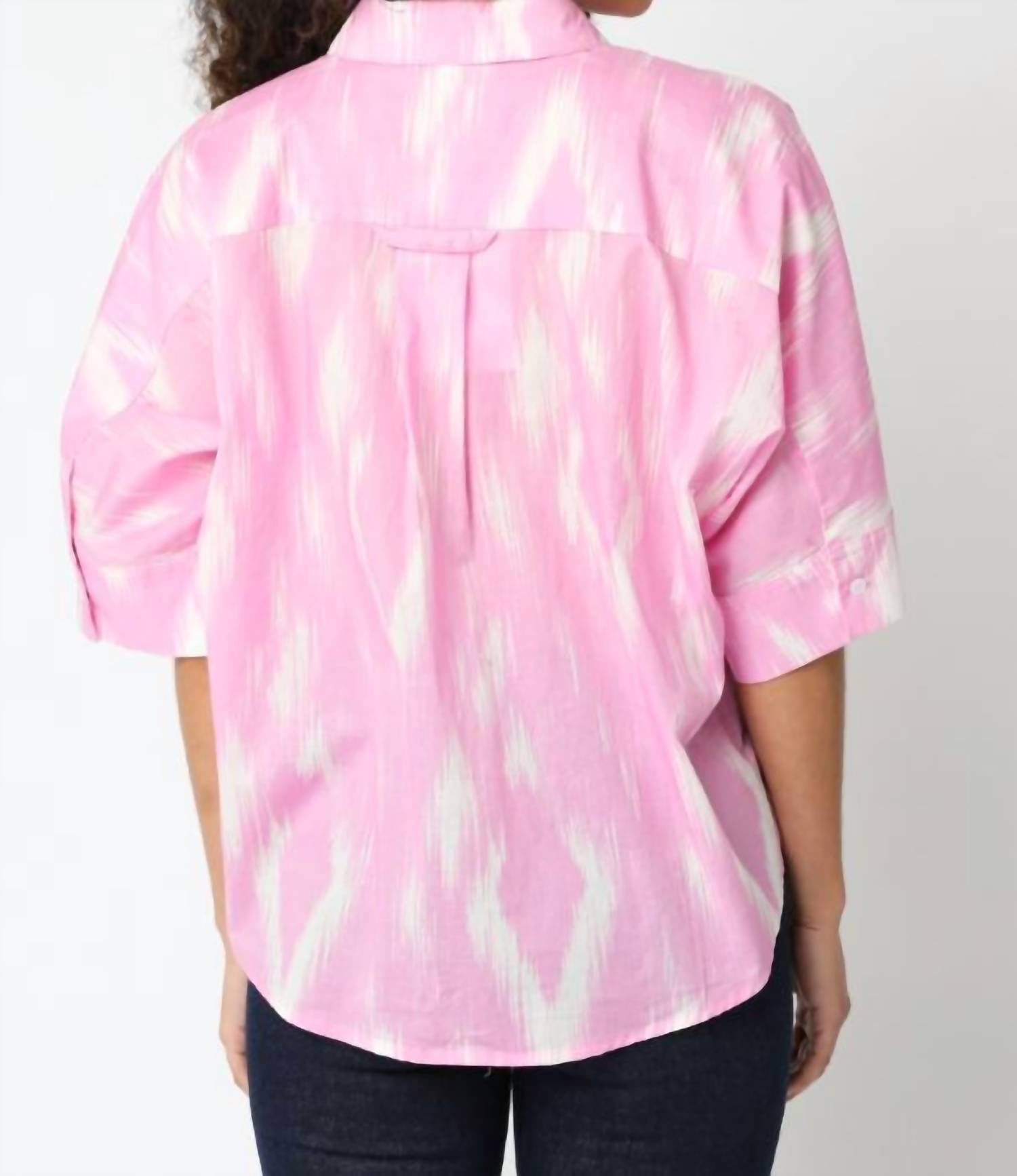 OLIVACEOUS Nora Painted Shirt in pink cream - women's blouse - alternate view
