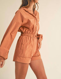 Mable - Long Sleeve Button Down Hoodie Romper