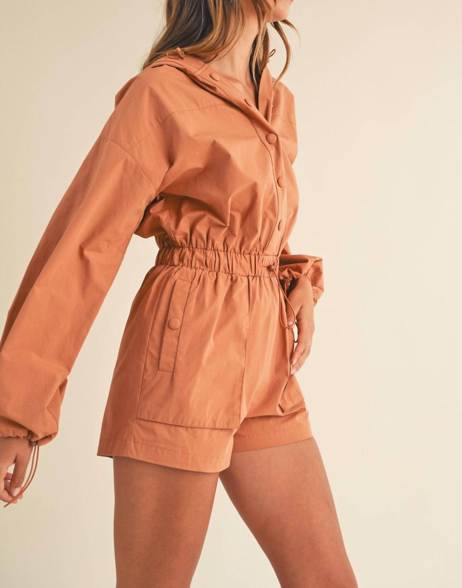 Mable - Long Sleeve Button Down Hoodie Romper