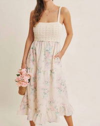 In February - Dreamiest Crochet Twofer Midi Dress With Eyeelt