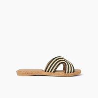 REEF Women's Willow Paisley Sandal in black white textile - women's sandal
