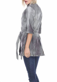 DIP DYE LONG LEATHER COAT