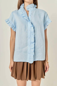 English Factory - Linen Ruffle Shirt