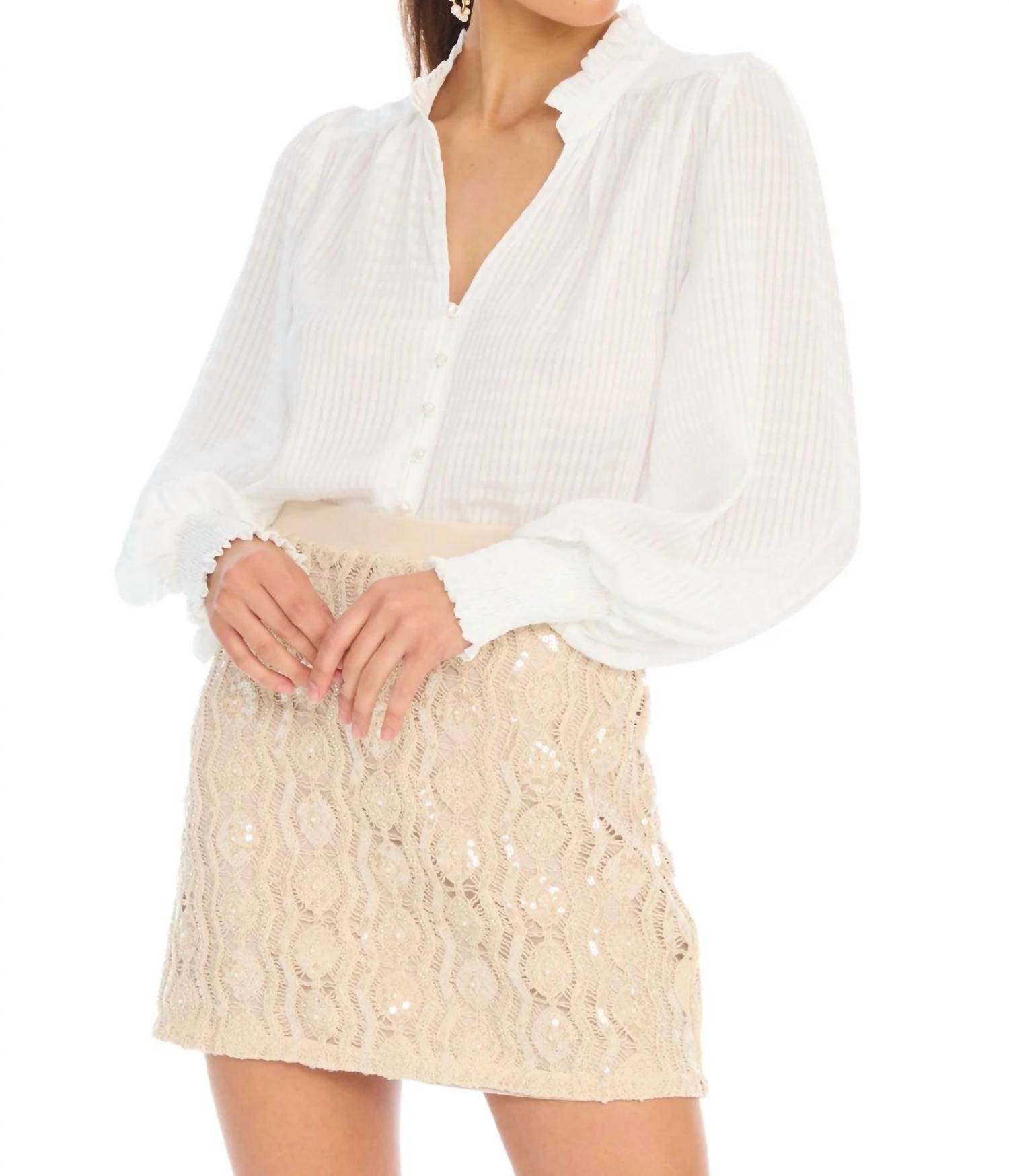 ALLISON NEW YORK Beaded Dawn Mini Skirt in sand - women's skirt - view 4