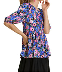Umgee - Floral Short Sleeve Top