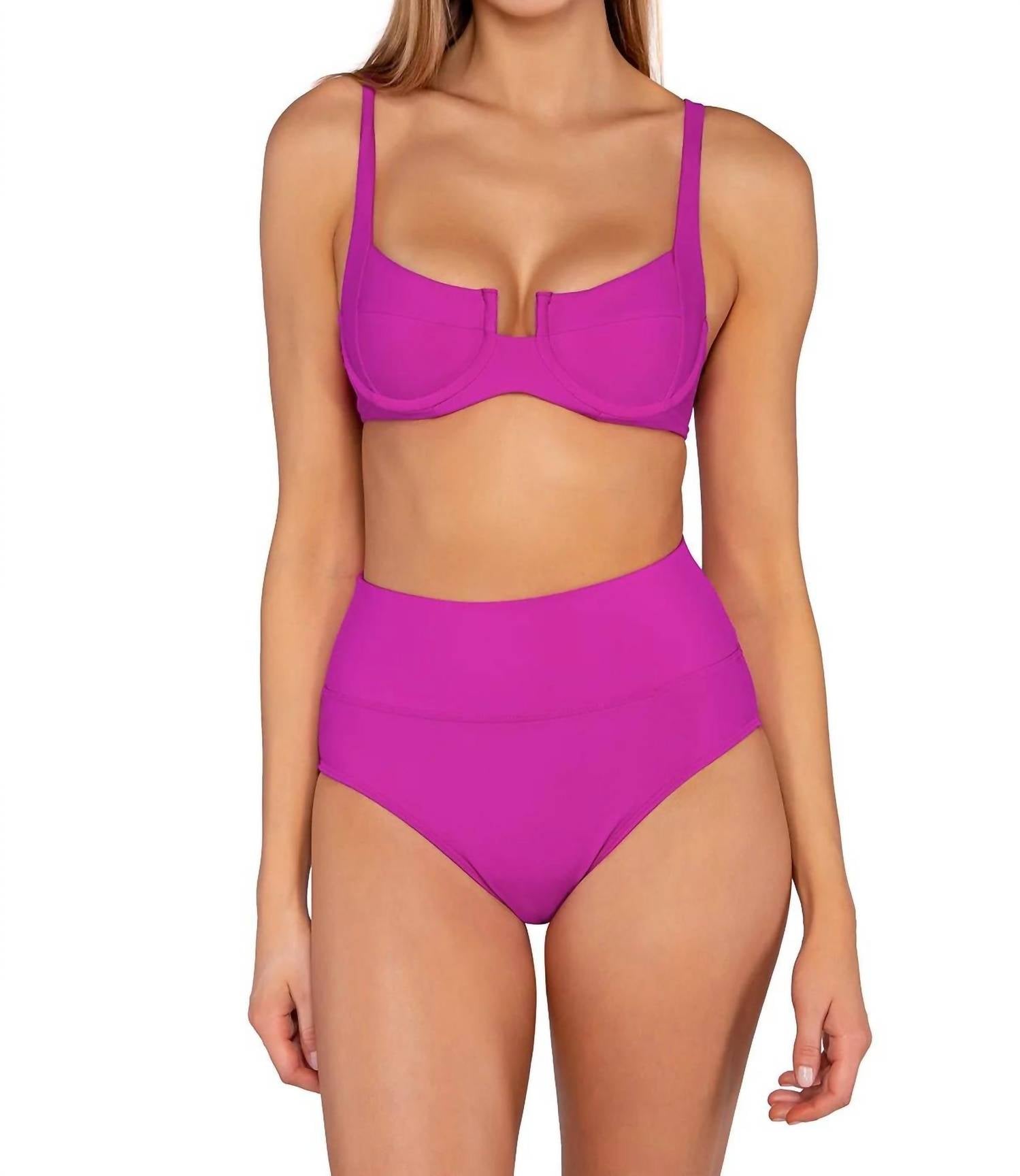 Sunsets Inc. Hannah High Waist Bottom in purple - women's swimwear