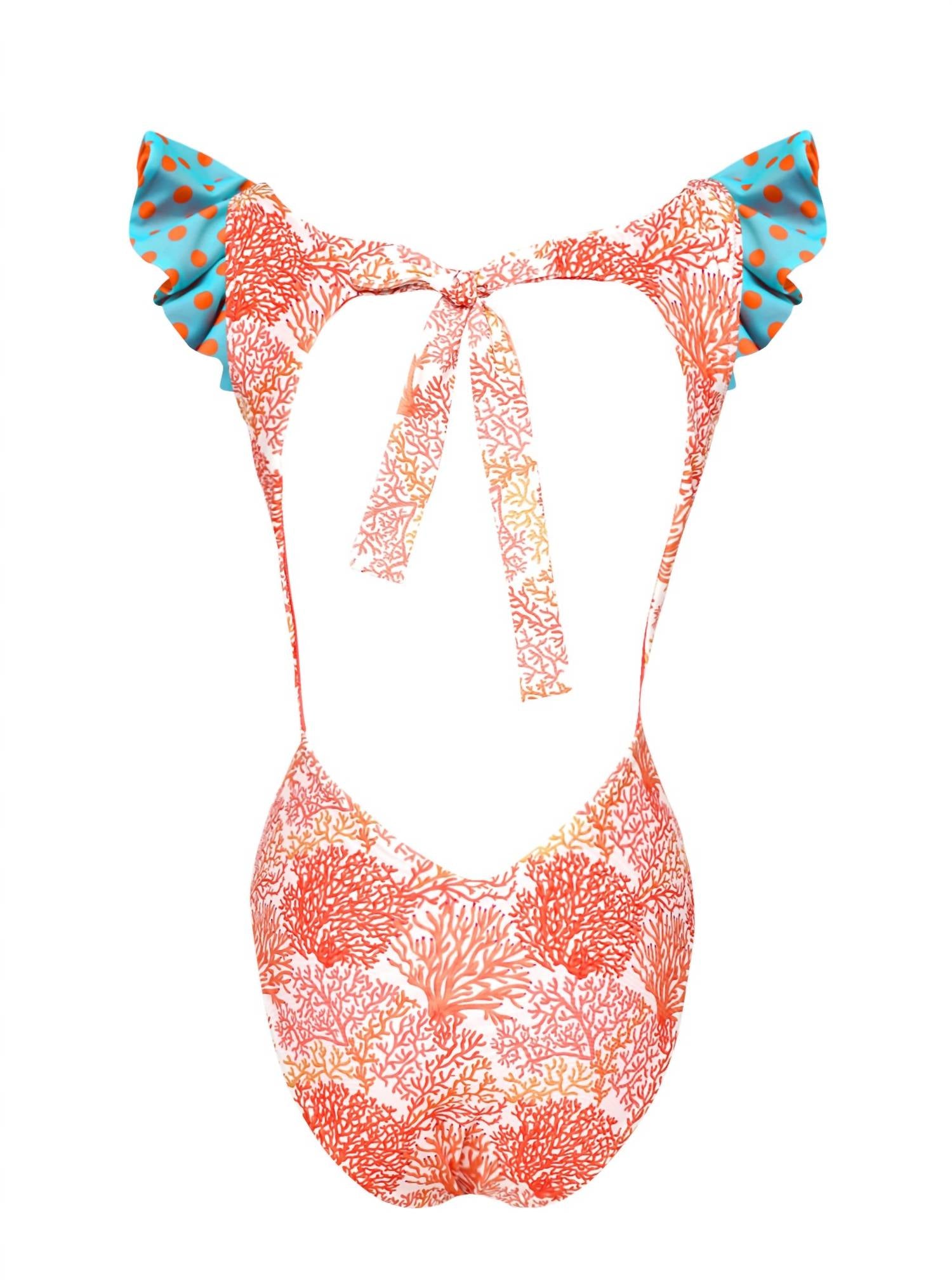 Lia Sahara - Women's Cut Out One Piece + Reversible Ruffles