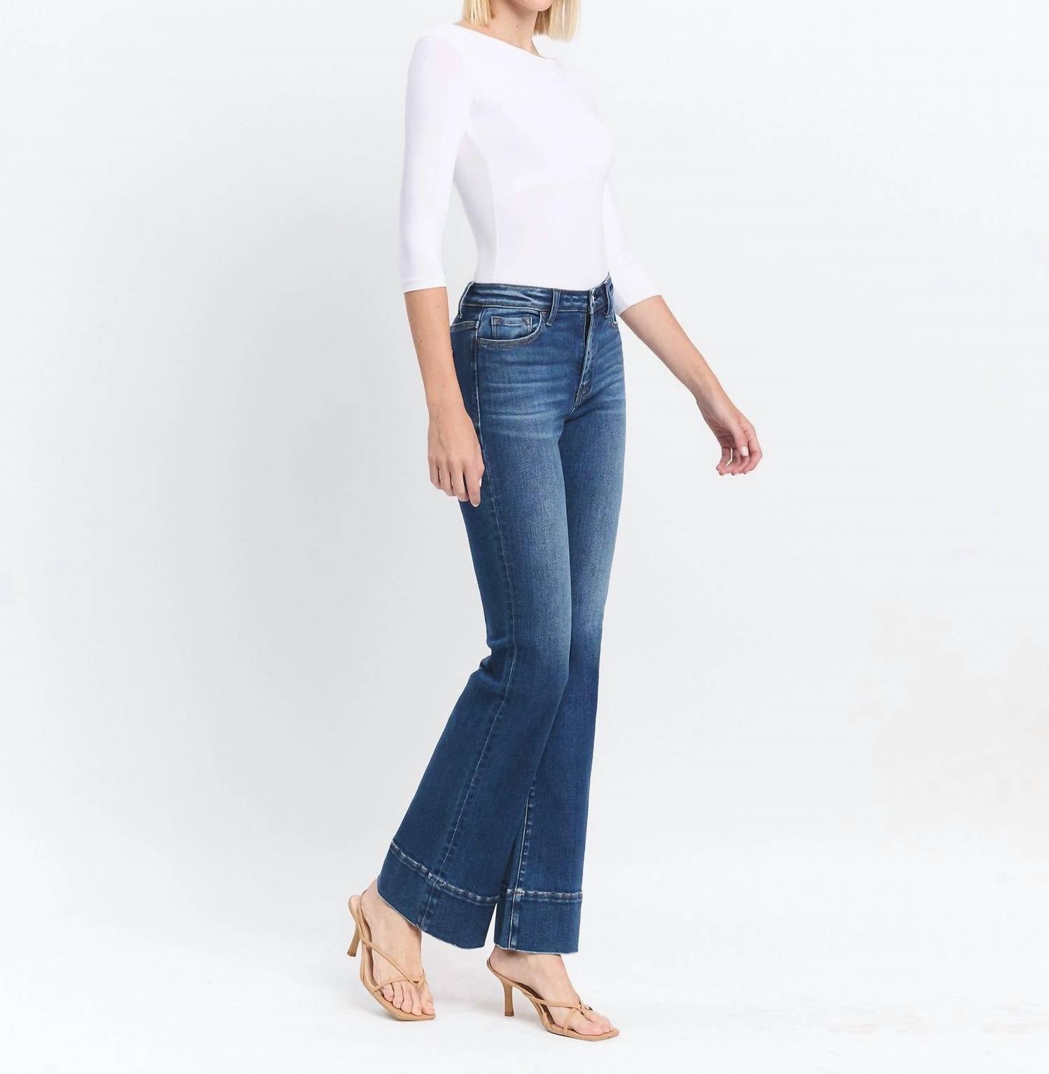 JUST BLACK DENIM High Rise Trouser Bootcut Jeans in blue - women's jeans - view 5