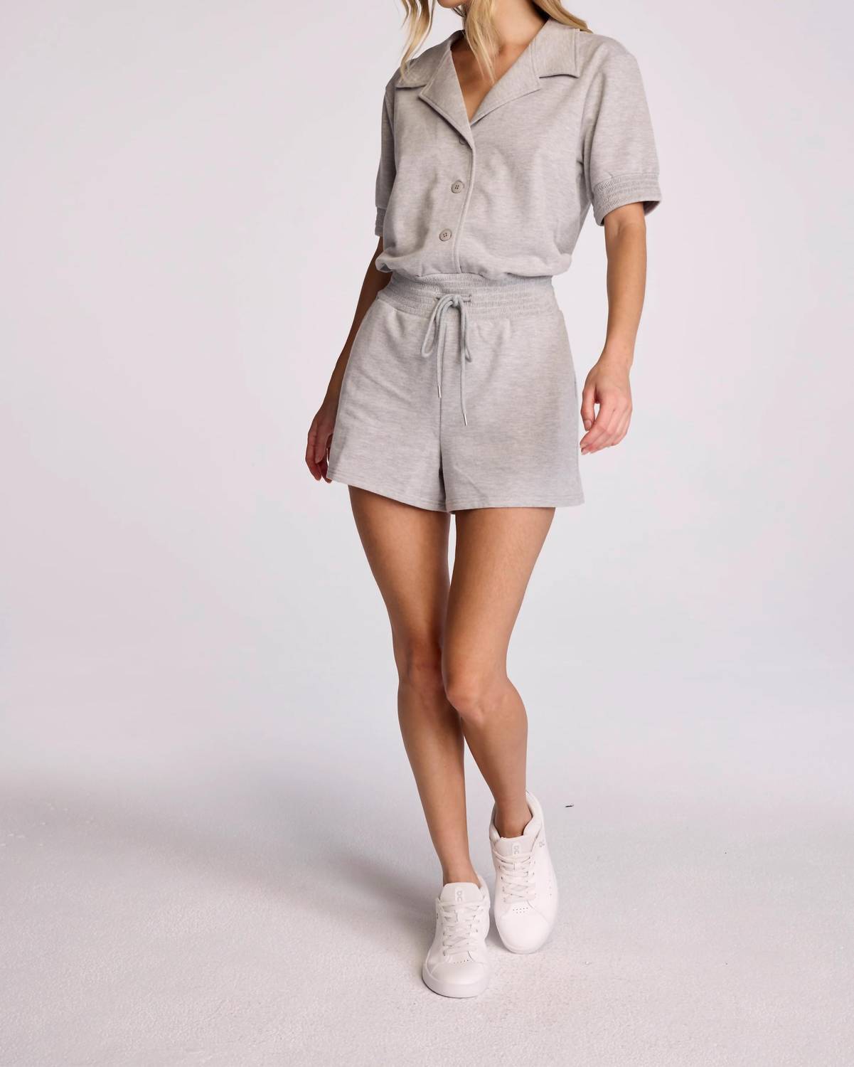 sundays Coras Short-sleeve Romper in fog heather - women's pants