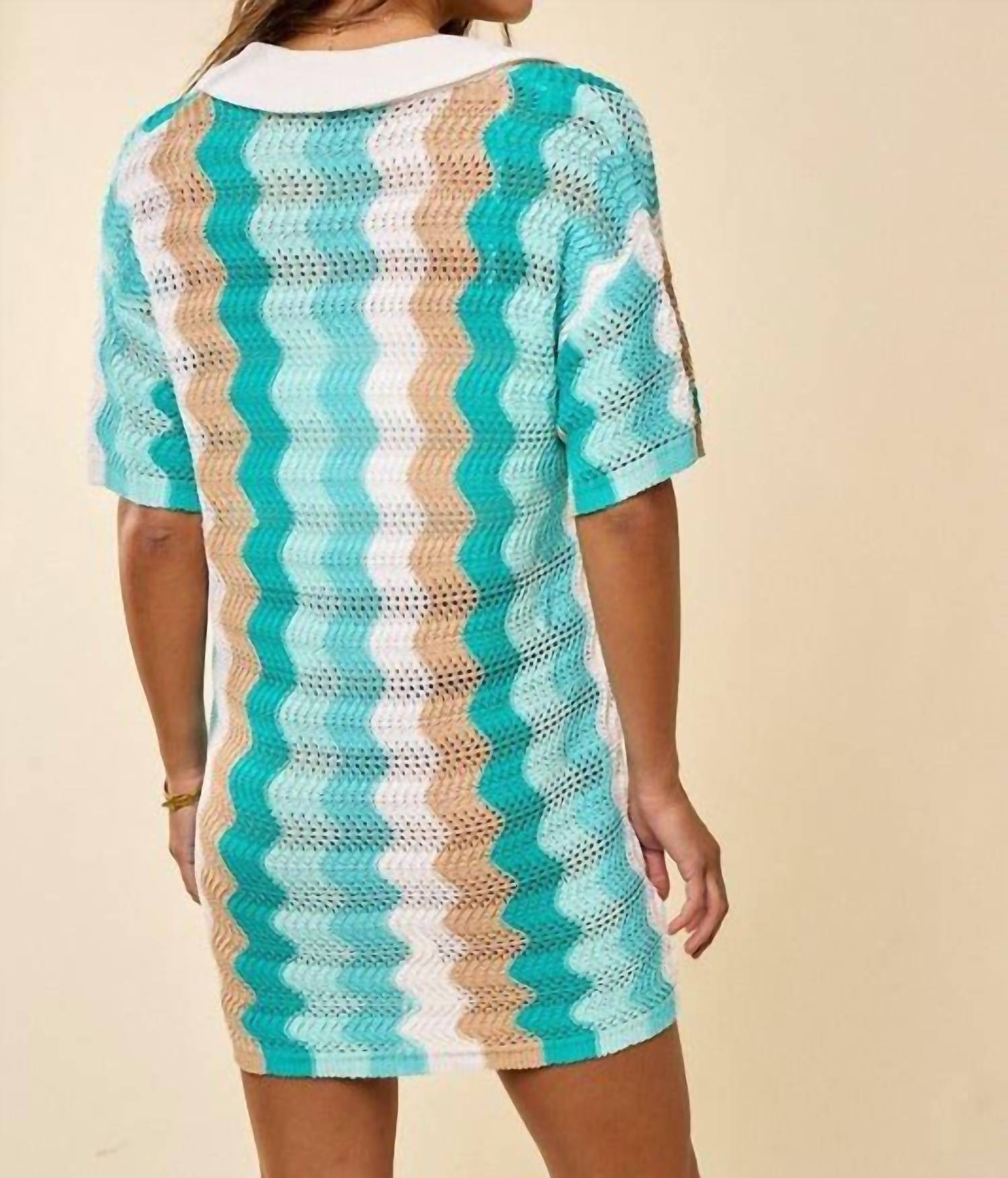 Disco Avenue Roll With The Tides Dress in turquoise - women's dress - view 4